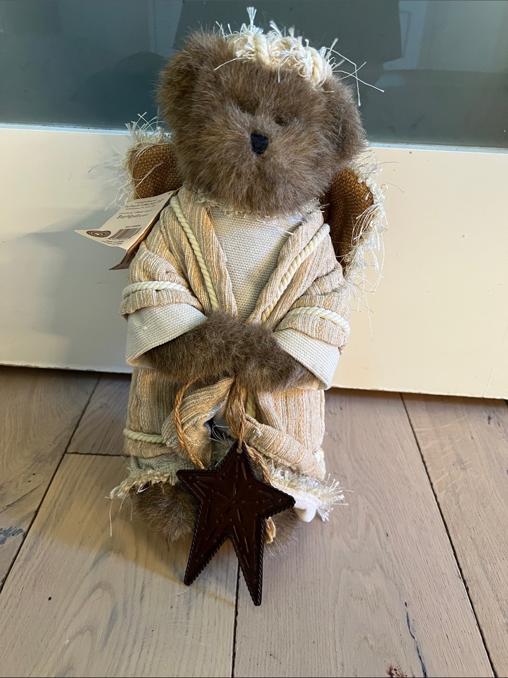 Boyds Bears Plush Angel in Brown and Cream with Star, vintage